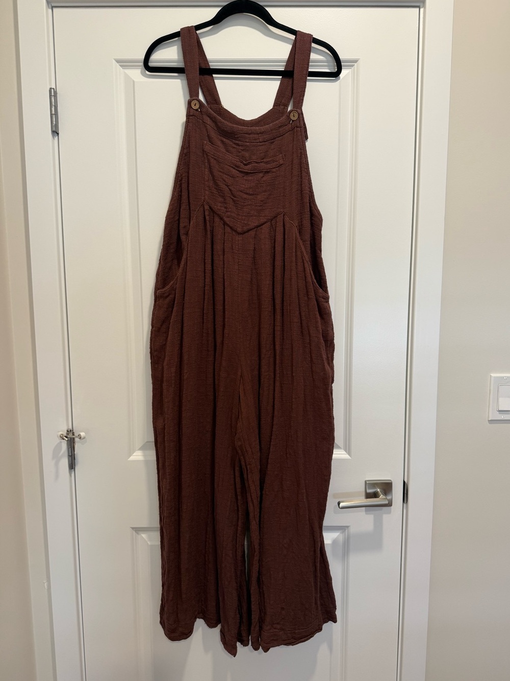 Free PeopleBrown Wide-Leg Cotton Overalls Jumpsuit